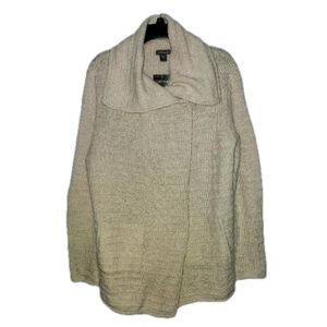Eddie Bauer Open/Button  Front Cardigan XL Long Sleeve  Wool Blend Cream NWT